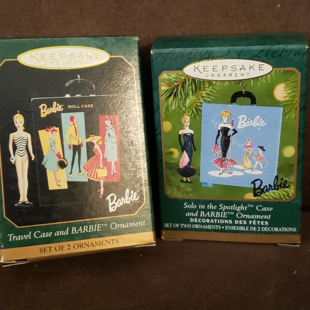Barbie travel case Set of 2 hallmark  ornaments